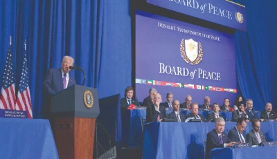 us president donald trump speaks during the inaugural meeting of the board of peace at the donald j trump institute of peace in washington dc photo afp
