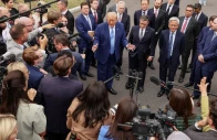 us president donald trump with meta ceo mark zuckerberg us house speaker mike johnson nvidia president and ceo jensen huang openai president greg brockman spacexai founder and ceo elon musk and other tech leaders speaks to the media at the white house driveway following a luncheon for tech leaders in washington dc us september 29 2026 photo reuters