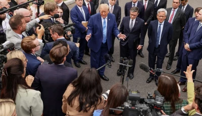 us president donald trump with meta ceo mark zuckerberg us house speaker mike johnson nvidia president and ceo jensen huang openai president greg brockman spacexai founder and ceo elon musk and other tech leaders speaks to the media at the white house driveway following a luncheon for tech leaders in washington dc us september 29 2026 photo reuters