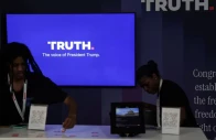workers straighten the truth social booth at the great american state fair celebrating the 250th anniversary of us independence in washington dc us july 2 2026 photo reuters