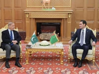 prime minister shehbaz sharif meets president of turkmenistan h e serdar berdimuhamedow on the sidelines of the international forum dedicated to peace and trust photo pid