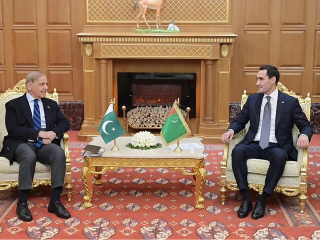 prime minister shehbaz sharif meets president of turkmenistan h e serdar berdimuhamedow on the sidelines of the international forum dedicated to peace and trust photo pid