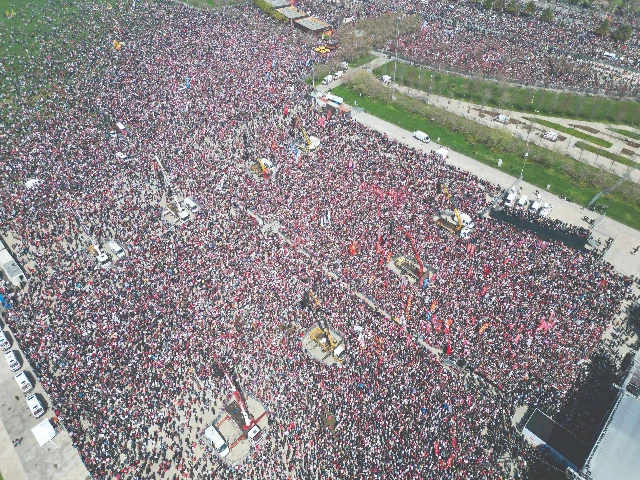 this picture shows an aerial view of a large crowd gathering during a rally in maltepe on the outskirts of istanbul photo afp this picture shows an aerial view of a large crowd gathering during a rally in maltepe on the outskirts of istanbul photo afp