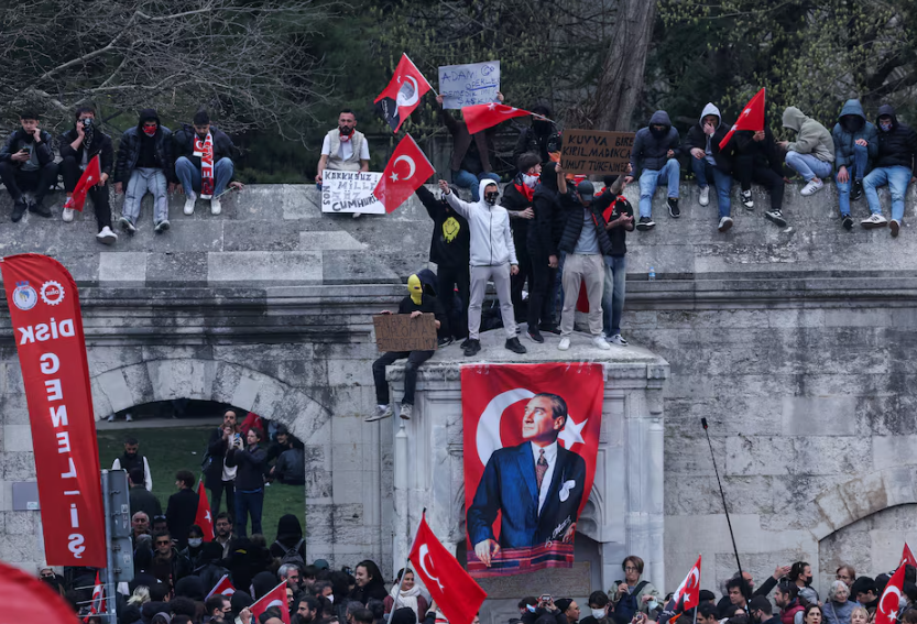 people take part in a protest on the day istanbul mayor ekrem imamoglu was jailed as part of a corruption investigation in istanbul turkey march 23 2025 photo reuters