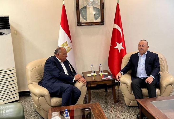 turkey s foreign minister mevlut cavusoglu meets with his egyptian counterpart sameh shoukry in mersin turkey february 27 2023 egyptian foreign ministry handout photo reuters