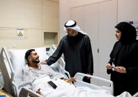 president of the united arab emirates sheikh mohamed bin zayed al nahyan meets an injured patient receiving treatment at a hospital in abu dhabi united arab emirates march 6 2026 photo reuters