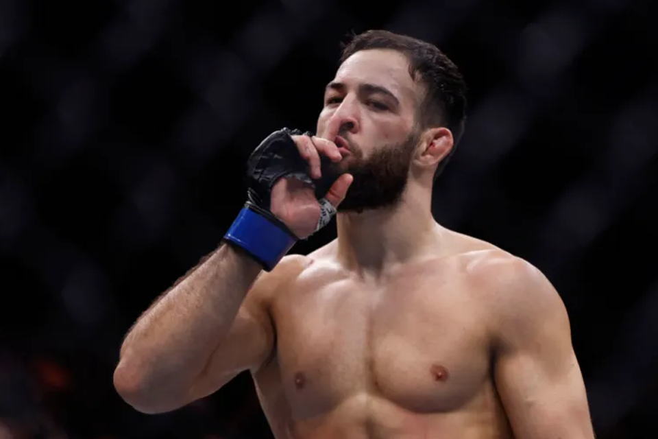 Nassourdine Imanov reacts at the end of his fight against Israel Adesanya. Photo: Reuters