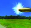actual site photo with fbi lab rendered graphic overlay depicting corroborating eyewitness reports from september 2023 of an apparent ellipsoid bronze metallic object materializing out of a bright light in the sky 130 195 feet in length and disappearing instantaneously photo us department of defence