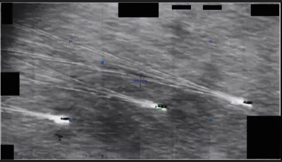 imagery likely derived from an infrared sensor aboard a us military platform operating within the united states central command area of responsibility in 2022 a user uploaded this video to a classified network in june 2024 photo us department of war