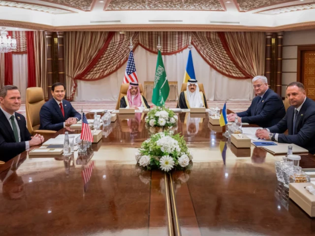 us secretary of state marco rubio u s national security advisor mike waltz ukrainian foreign minister andrii sybiha and ukrainian head of presidential office andriy yermak hold a meeting in the presence of saudi foreign minister faisal bin farhan and national security advisor mosaad bin mohammad al aiban in jeddah saudi arabia march 11 2025 photo reuters us secretary of state marco rubio u s national security advisor mike waltz ukrainian foreign minister andrii sybiha and ukrainian head of presidential office andriy yermak hold a meeting in the presence of saudi foreign minister faisal bin farhan and national security advisor mosaad bin mohammad al aiban in jeddah saudi arabia march 11 2025 photo reuters