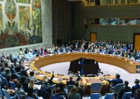 security council members raise their hands to vote in favour of a resolution on gaza at the un photo afp