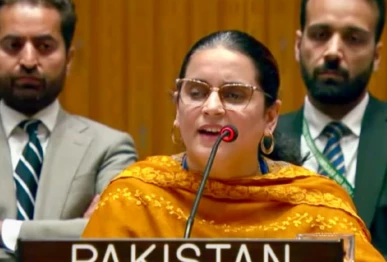 counsellor saima saleem exercising pakistan s right of reply during a unsc open debate on strengthening mechanisms for the peaceful settlement of disputes on july 23 2026 photo radio pakistan