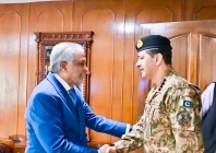 deputy prime minister and foreign minister ishaq dar meets commander national strategic command general syed aamer raza at the ministry of foreign affairs on wednesday photo foreignoffice x