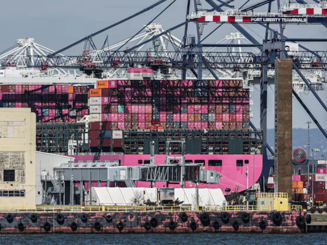 containers are stacked on the deck of cargo ship one minato at port liberty new york in staten island new york u s april 2 2025 reuters containers are stacked on the deck of cargo ship one minato at port liberty new york in staten island new york u s april 2 2025 reuters