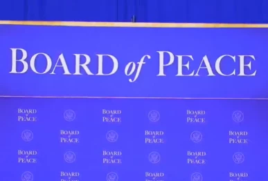 an image of the board of peace backdrop at the inaugaral session in washington dc on february 19 2026 photo screengrab