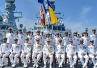 photo of naval members with the chief of naval staff admiral naveed ashraf during the induction ceremony of the 2nd pn milgem class corvette pns khaibar into pakistan navy s fleet photo ispr