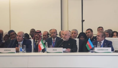 mohammed bagher ghalibaf at the conference of the parliamentary union for the organization of islamic cooperation in baku azerbaijan june 24 2026 photo isna on x