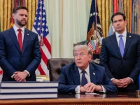 u s president donald trump speaks in the oval office with vice president jd vance and secretary of state marco rubio standing behind him at the white house in washington dc us april 23 2026 photo reuters