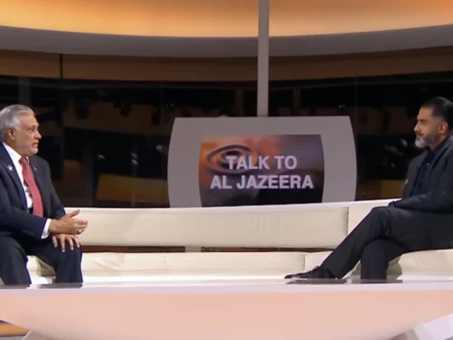 ishaq dar giving an interview at al jazeera source express ishaq dar giving an interview at al jazeera source express