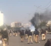 clashes broke out between police and protesters on maj khan road in karachi as protestors marched towards the us consulate in demonstrations against the killing of ayatollah ali khamenei photo express