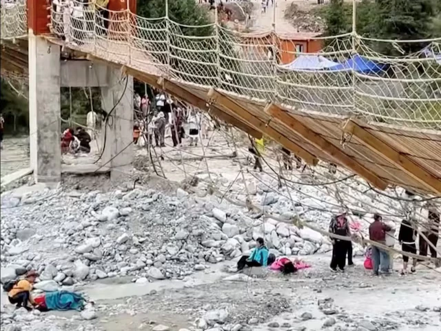 aftermath of a suspension bridge collapse in yili xinjiang uyghur autonomous region china in this screen grab obtained from a social media video on date given as august 6 2025 social media via reuters aftermath of a suspension bridge collapse in yili xinjiang uyghur autonomous region china in this screen grab obtained from a social media video on date given as august 6 2025 social media via reuters
