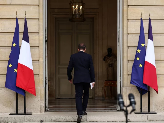 french outgoing prime minister sebastien lecornu who presented his government s resignation to the french president this morning leaves after he delivered a statement at the hotel matignon in paris france october 6 2025 photo reuters
