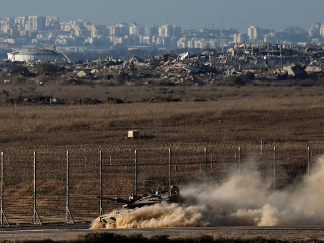 An Israeli tank manouvers on the Israeli side of the border with Gaza, in Israel September 8, 2025. Photo: Reuters