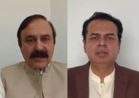 parlimentary affairs minister tariq fazl chaudhry and minister of state for interior talal chauhdry addressing the media screengrab parlimentary affairs minister tariq fazl chaudhry and minister of state for interior talal chauhdry addressing the media screengrab