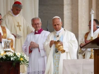 pope leo xiv leads a holy mass in piazza bartolo longo in front of the shrine of the virgin of the rosary of pompei on the first anniversary of his election in pompei italy may 8 2026 photo reuters