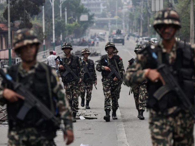 nepali army soldiers patrol at the road near the singha durbar office complex that houses the prime minister s office and other ministries following protests against monday s killing of 19 people after anti corruption protests triggered by a social media ban which was later lifted in kathmandu nepal september 10 2025 photo reuters nepali army soldiers patrol at the road near the singha durbar office complex that houses the prime minister s office and other ministries following protests against monday s killing of 19 people after anti corruption protests triggered by a social media ban which was later lifted in kathmandu nepal september 10 2025 photo reuters