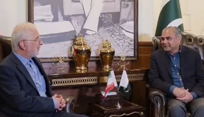 interior minister mohsin naqvi holds talks with his iranian counterpart eskandar momeni in islamabad photo radiopak