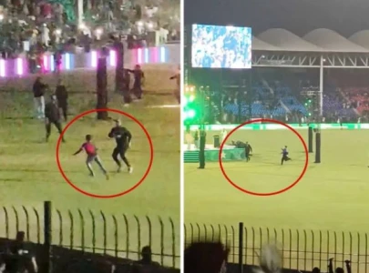 watch pitch invader storms field at karachi s national stadium