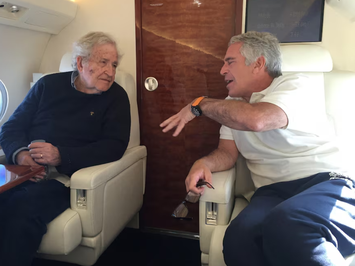 Philosopher Noam Chomsky and Jeffrey Epstein appear in this undated handout photo from the estate of the late financier and convicted sex offender Jeffrey Epstein in this undated image from the U.S. Justice Department’s file released by House Oversight Committee Democrats in Washington, DC, US, on December 18, 2025 Photo: Reuters