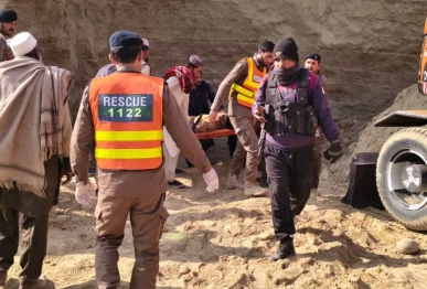 landslide occurred in the qamar killi area on the outskirts of tehsil gambat photo express