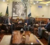 interior minister mohsin naqvi us assistant secretary of state for south and central asian affairs john mark pomeroy us ambassador natalie baker minister of state for interior talal chaudhry meet in islamabad on february 12 2026 photo handout