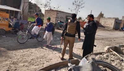 explosive laden richskaw detonates shops located outside the miryan police station photo express