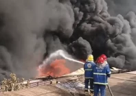 a fire broke out at a warehouse housing chemicals near walika chowrangi site area karachi photo express