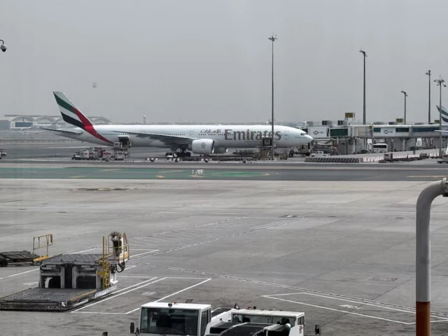 an emirates airplane at dubai international airport amid the u s israeli conflict with iran in dubai united arab emirates march 8 2026 picture taken by phone photo reuters an emirates airplane at dubai international airport amid the u s israeli conflict with iran in dubai united arab emirates march 8 2026 picture taken by phone photo reuters