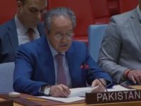 pakistan s permanent representative ambassador asim iftikhar ahmad speaking at the unsc on afghanistan photo x