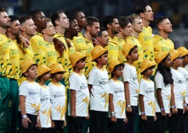 icc men s t20 world cup 2026   semi final   south africa v new zealand   eden gardens kolkata india   march 4 2026 south africa players line up during the national anthems before the match photo reuters