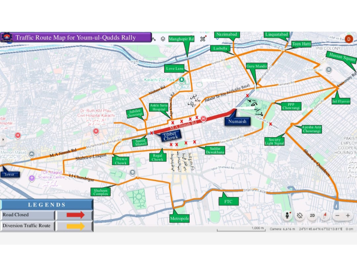 Alternative routes PHOTO: KARACHI TRAFFIC POLICE