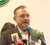 sindh transport minister sharjeel memon speaking at the inauguration ceremony of ev taxis in karachi photo screengrab