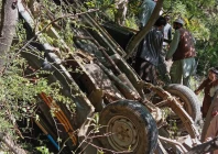 a vehicle travelling from the maidan area to nambatai koti fell into a deep ravine after being struck by another driver killing three people photo express