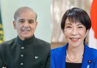 prime minister shehbaz sharif l and japanese prime minister sanae takaichi r