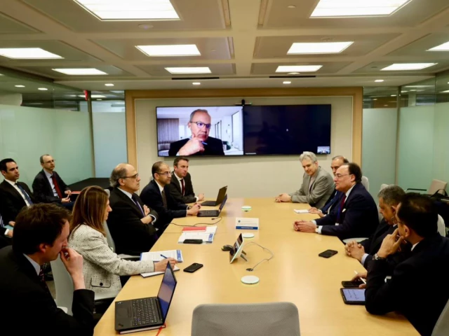 finance minister muhammad aurangzeb held a productive meeting with director of the middle east and central asia department at the international monetary fund imf jihad azour along with the imf mission team to pakistan on the sidelines of the world bank imf spring meetings 2026 photo x finance minister muhammad aurangzeb held a productive meeting with director of the middle east and central asia department at the international monetary fund imf jihad azour along with the imf mission team to pakistan on the sidelines of the world bank imf spring meetings 2026 photo x