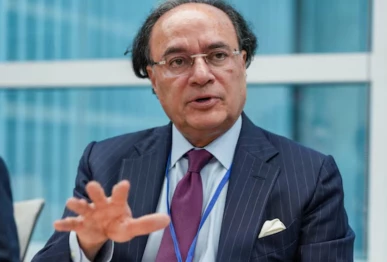 pakistan finance minister muhammad aurangzeb speaks during an interview at the international monetary fund and world bank group s annual spring meetings in washington dc us april 13 2026 photo reuters