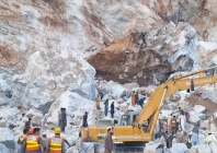 landsliding due to a blast during mining operations in the palodheri hills of rustam in khyber pakhtunkhwa s mardan district on march 31 photo express