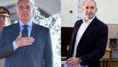 prime minister shehbaz sharif l bulgarian president rumen radev r
