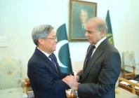 china s ambassador to pakistan jiang zaidong calls on prime minister shehbaz sharif on thursday photo screengrab