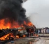 a container truck carrying clothing caught fire on the indus highway in dera ismail khan photo express
